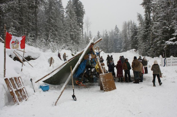 Sinixt blockade camp, March 2014.