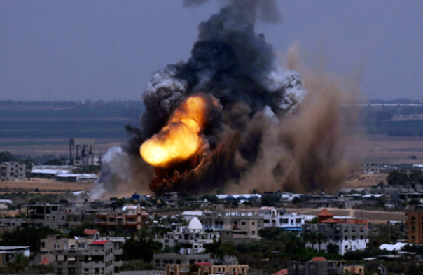 A massive explosion hits Gaza Strip as Israeli forces bomb heavily populated areas.