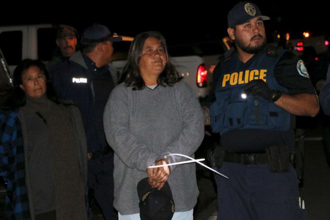 Some of those arrested on Sept 9, 2015 in Mauna Kea, Hawaii. Photo: SF Chronicle.